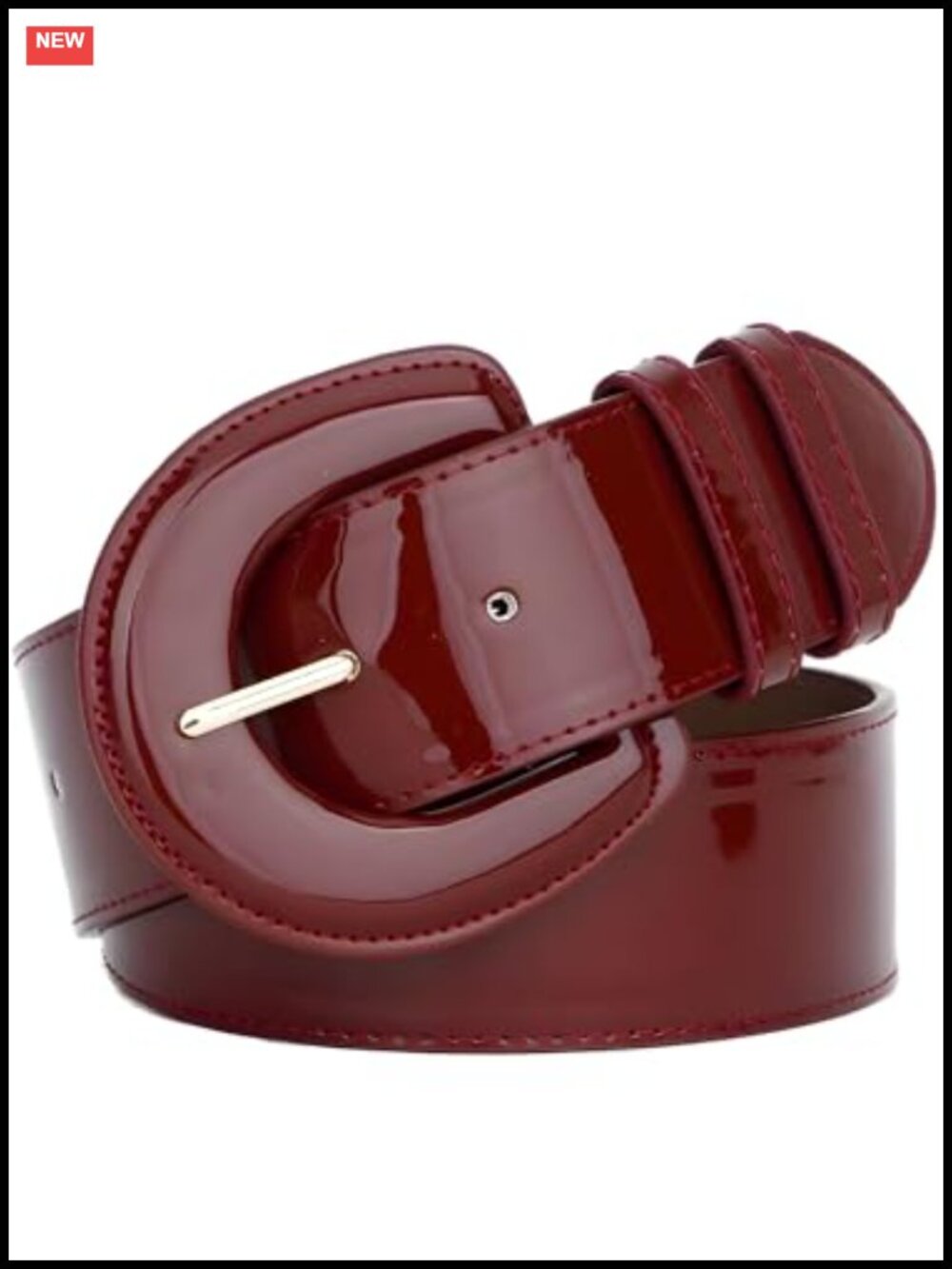 Wide Patent Leather Belt with Big Buckle, Adjustable 2" Waistband